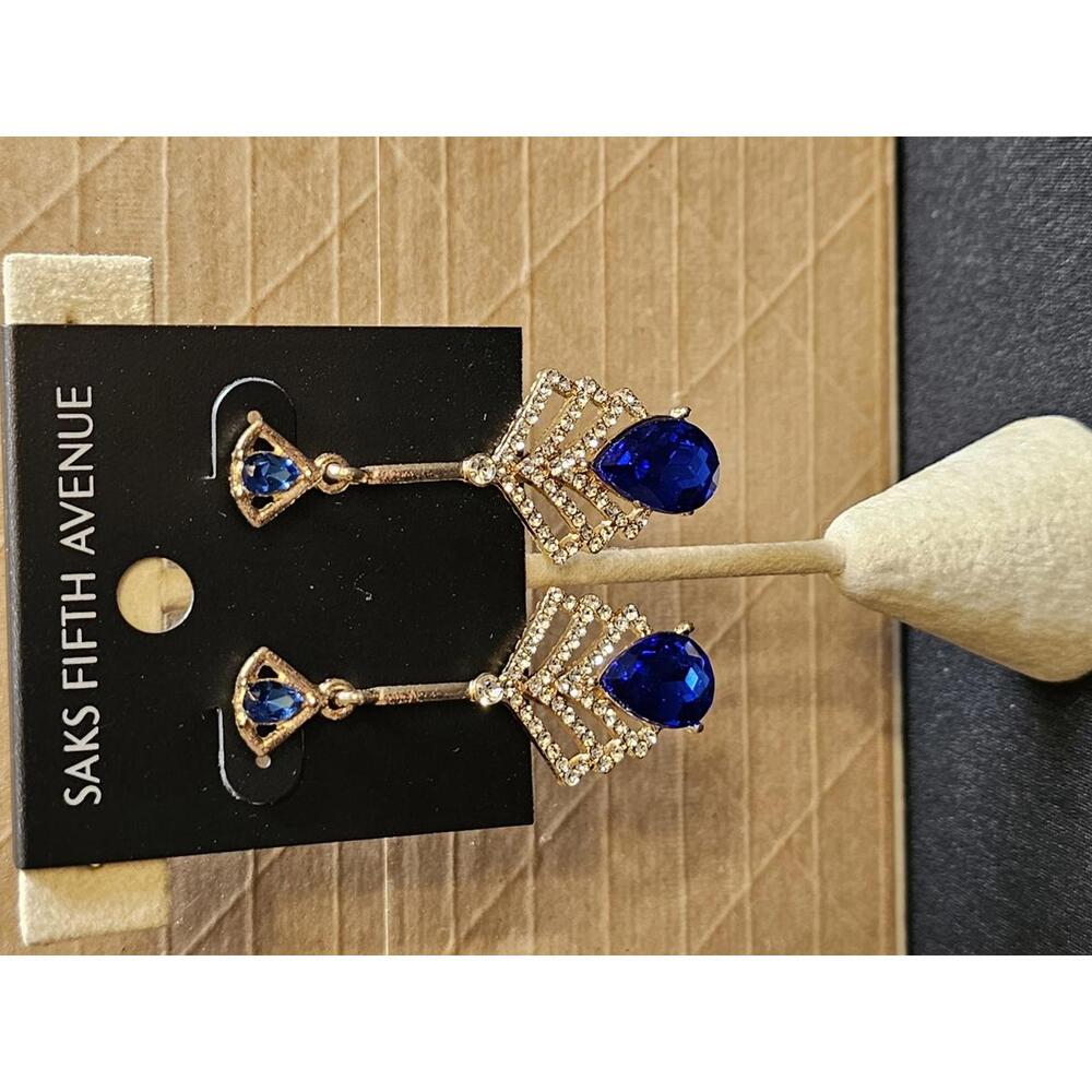 Elegant Blue Teardrop Earrings by Saks Fifth Avenue